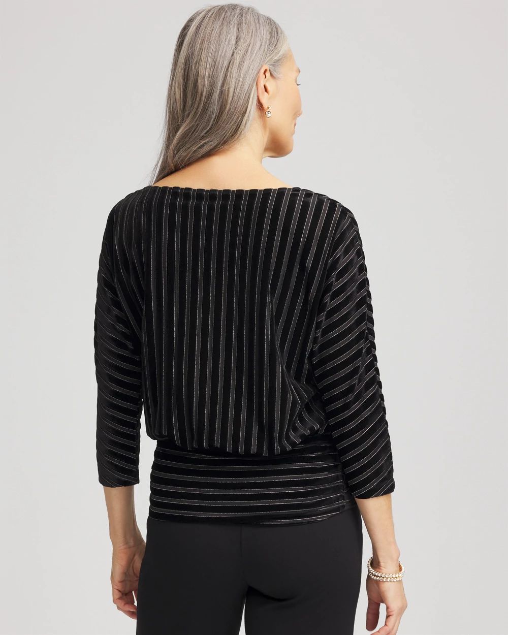 Velvet Burnout Stripe Banded-Bottom Top | Chico's